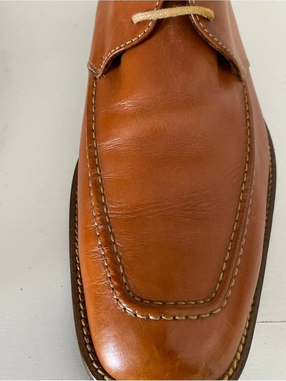 Gordon Rush 3863 Men’s 10 Cognac Brown Apron Toe Derby Made Italy Goodyear Welt